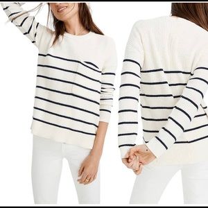 Madewell Nautical Stripe Pocket Pullover Sweater